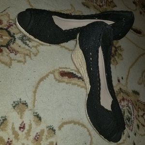 Black open to wedge sandals